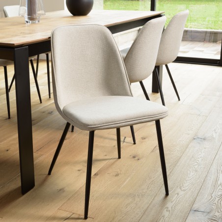 Lot de 2 chaises TOM tissu écru dossier droit