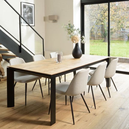 Lot de 2 chaises TOM tissu écru dossier droit