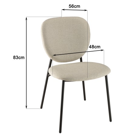 Lot de 2 chaises TOM en tissu écru