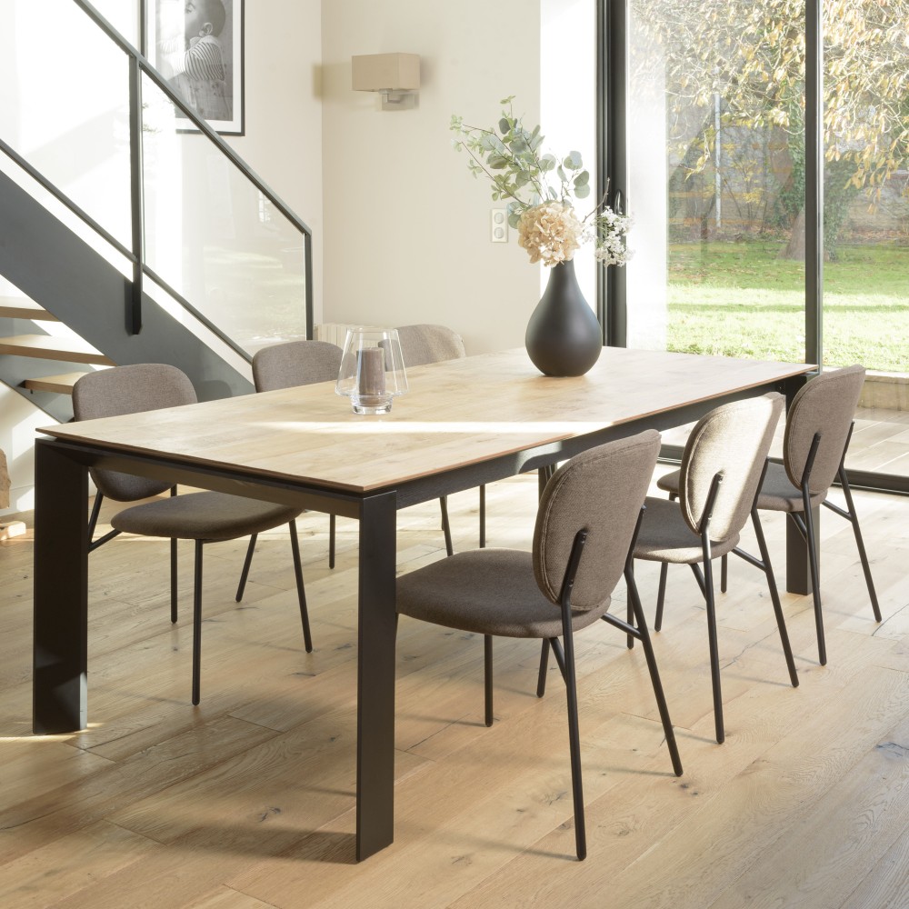 TOM - Set of 2 Brown Fabric Chairs TOM - Set of 2 Brown Fabric Chairs