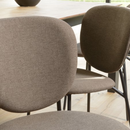 Lot de 2 chaises TOM - Tissu marron - Pieds acier noir