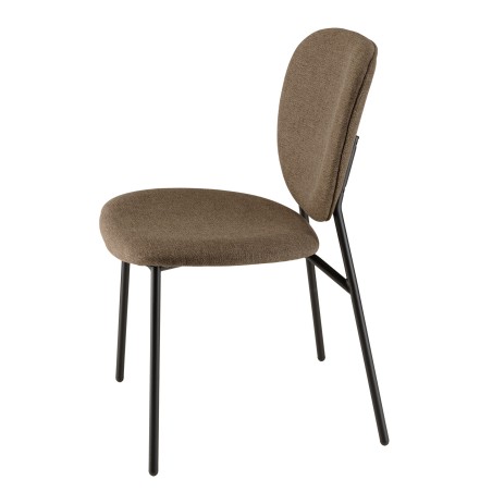 Lot de 2 chaises TOM - Tissu marron - Pieds acier noir