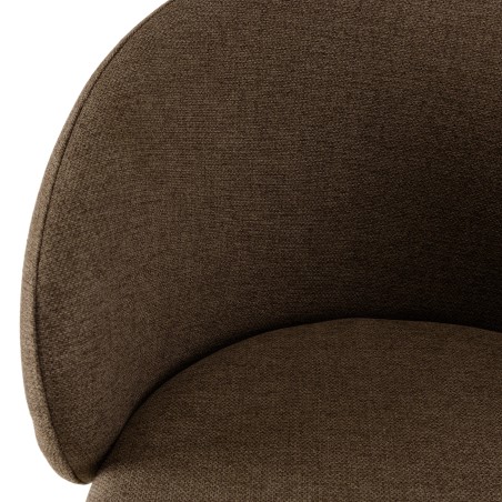 TOM - Set of 2 Brown Fabric Chairs with Black Steel Legs