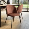 TOM - Set of 2 Mahogany Velvet Chairs with Rounded Backrest and Black Steel Legs