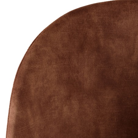 TOM - Set of 2 Mahogany Velvet Chairs with Rounded Backrest and Black Steel Legs