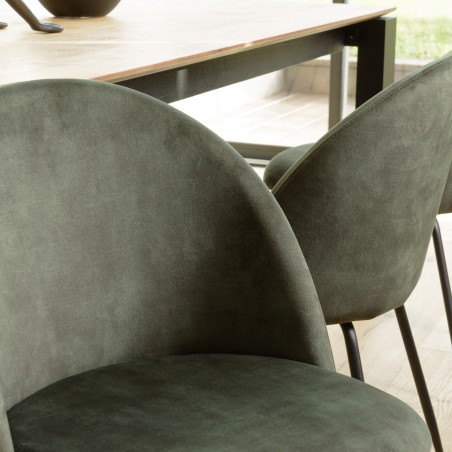 TOM - Set of 2 Pine Green Velvet Chairs | Contemporary Refinement