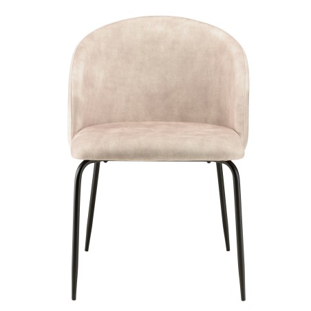 TOM - Set of 2 Beige Velvet Chairs | Steel Legs | Wraparound Backrest