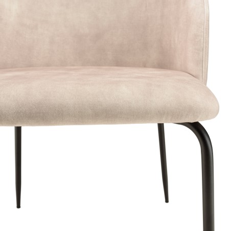 Lot 2 chaises velours beige TOM - Dossier enveloppant - Pieds acier