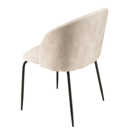 Lot 2 chaises velours beige TOM - Dossier enveloppant - Pieds acier