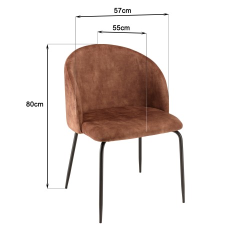 Lot 2 chaises velours acajou TOM - Confort et élégance