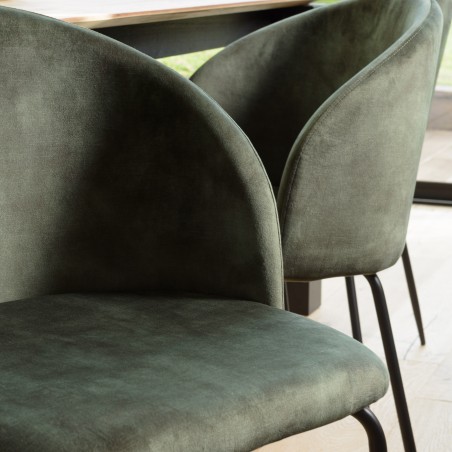 TOM - Set of 2 Pine Green Velvet Chairs | Cozy and Elegant Design