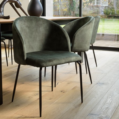 TOM - Set of 2 Pine Green Velvet Chairs | Cozy and Elegant Design