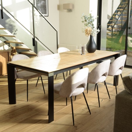 Lot 2 chaises velours beige TOM - Pieds acier noir