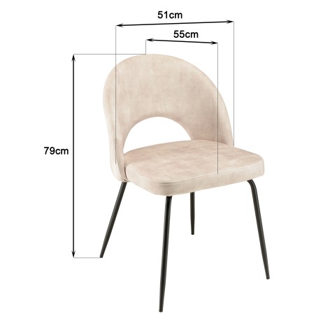 TOM - Set of 2 Beige Velvet Chairs
