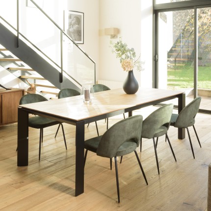 Lot 2 chaises velours vert sapin TOM