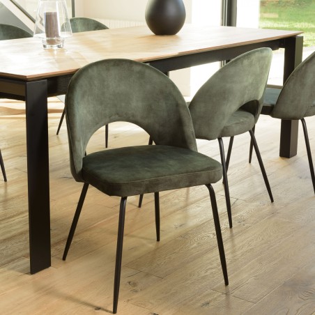 Lot 2 chaises velours vert sapin TOM