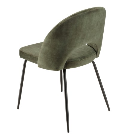 TOM - Set of 2 Pine Green Velvet Chairs with Steel Legs