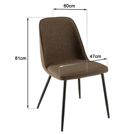 Lot de 2 chaises TOM tissu marron