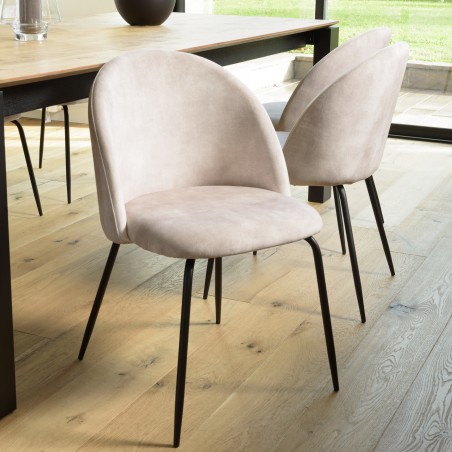 TOM - Set of 2 Beige Velvet Chairs