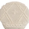 Tabouret rond SACHA 40x40cm laine motifs losanges ivoire