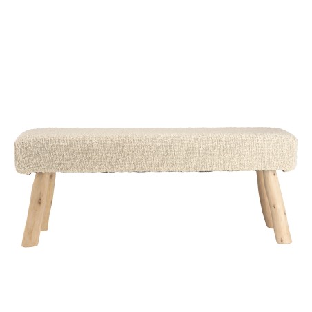 SACHA Bench 120x40cm - Textured Ivory Wool with Natural Wooden Legs