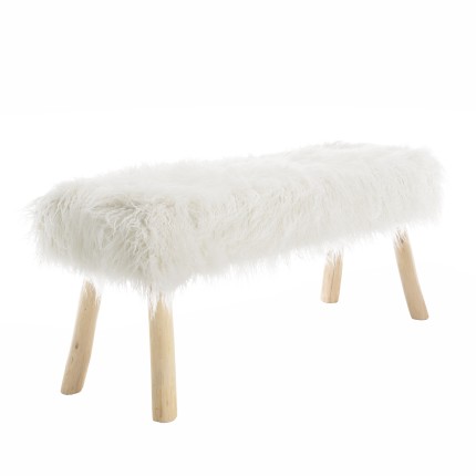 Banc SACHA peau de mouton ivoire 120x40cm