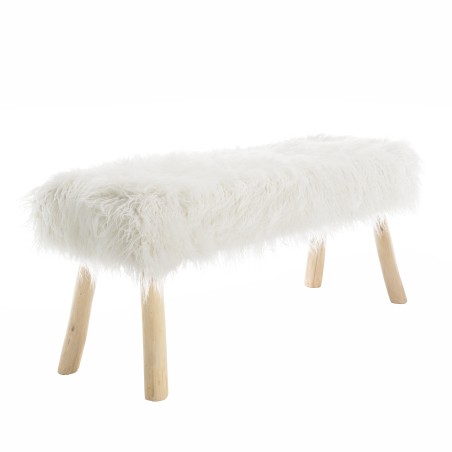 Banc SACHA peau de mouton ivoire 120x40cm