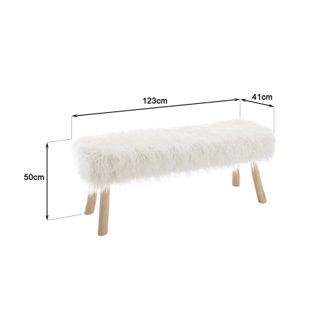 SACHA Bench 120x40cm Ivory Sheepskin