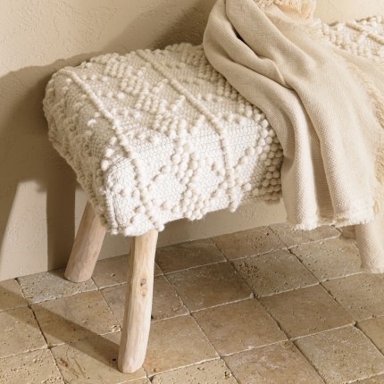 Banc SACHA 120x40cm laine motifs losanges ivoire