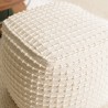 SACHA - Square Textured Ivory Wool Pouffe