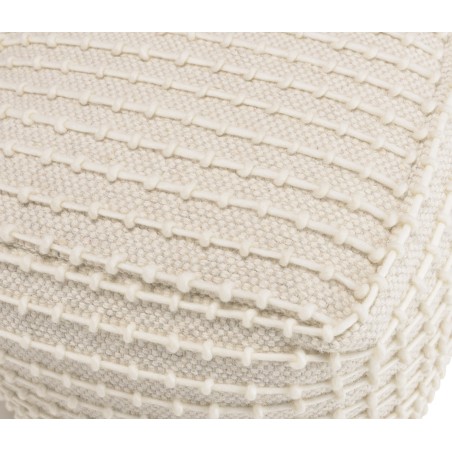 Pouf carré en laine texturée couleur ivoire SACHA