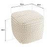 SACHA - Square Textured Ivory Wool Pouffe