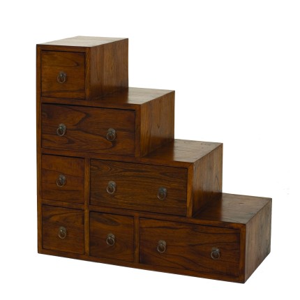 LAUREN Small Brown Mindi Wood Staircase Cabinet