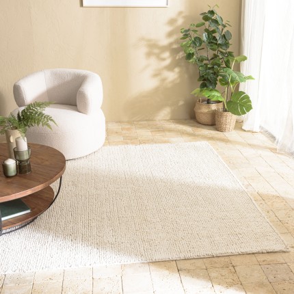 SACHA Rectangular Rug 200x290cm in Looped Wool - Ivory