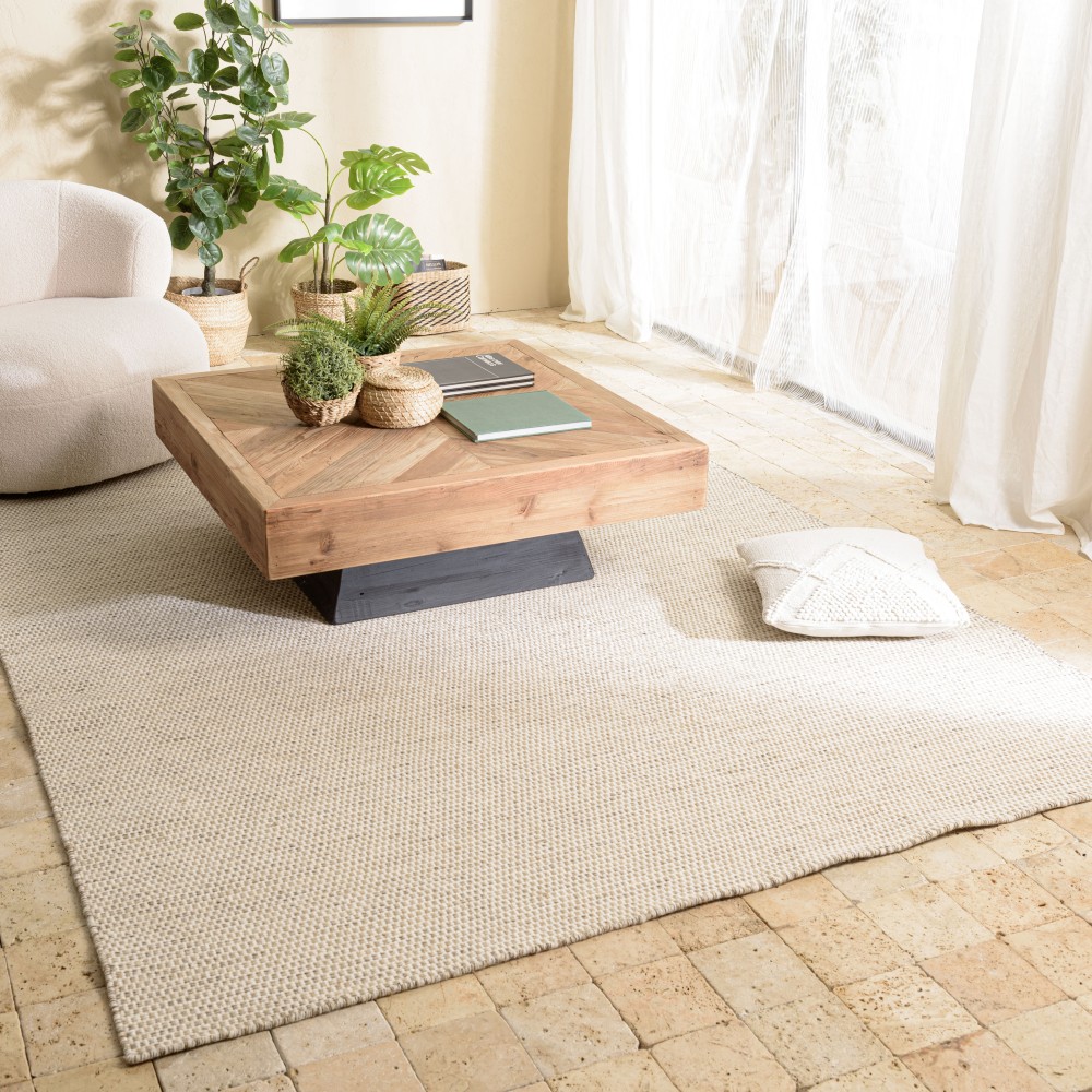Tapis QUENTIN 160x230cm laine blanc/marron chiné Tapis QUENTIN 160x230cm laine blanc/marron chiné