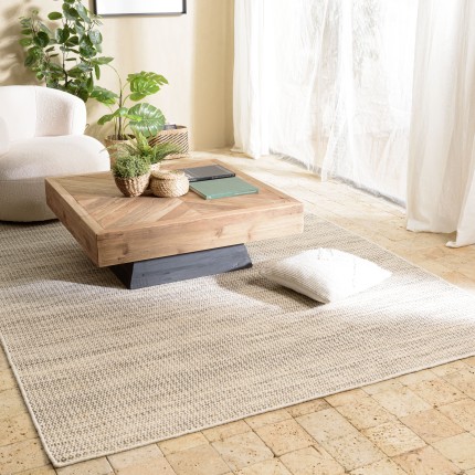 Quentin Rectangular Rug - Woven Wool, White & Khaki, 160x230 cm