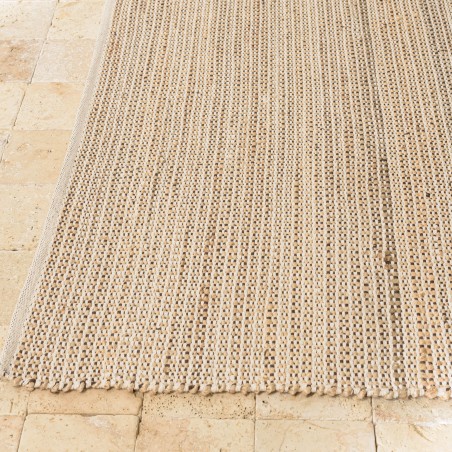 Quentin Rectangular Rug 200x290cm - Jute & Cotton in Sand/Ivory/Black