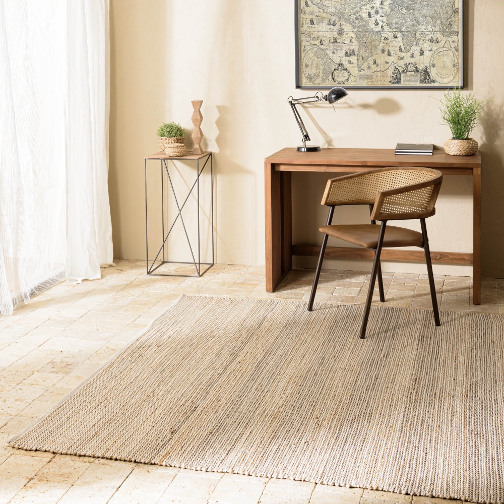 Tapis QUENTIN 200x290cm jute et coton - Sable/Ivoire/Noir Tapis QUENTIN 200x290cm jute et coton - Sable/Ivoire/Noir