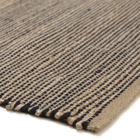 QUENTIN Rectangular Rug 160x230cm Jute Cotton Sand Black