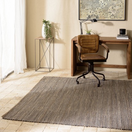 Tapis QUENTIN en jute et coton 200x290cm - Sable et noir