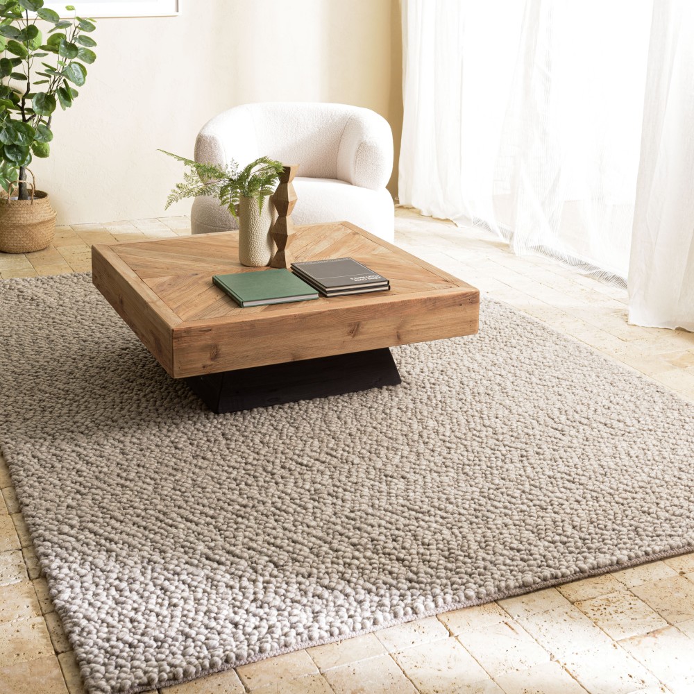 Tapis QUENTIN en laine bouclée taupe 160x230cm Tapis QUENTIN en laine bouclée taupe 160x230cm