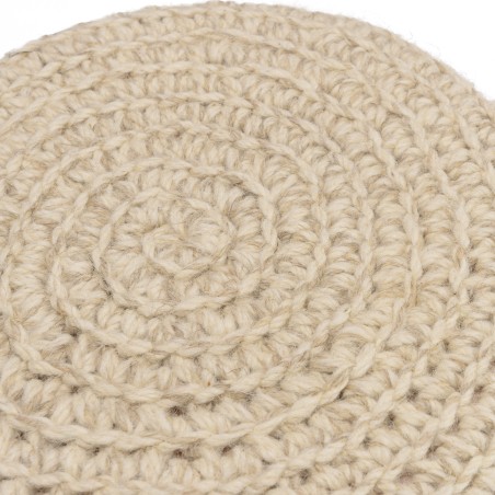 SACHA Round Stool - Ivory Woven Wool, 40 x 40 cm