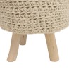 SACHA Round Stool - Ivory Woven Wool, 40 x 40 cm