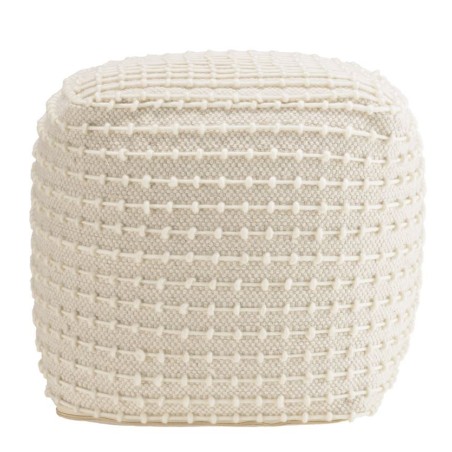 SACHA - Square Textured Ivory Wool Pouffe