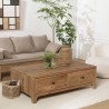 Table basse rectangulaire SANDY 140x85cm 4 tiroirs bois Pin recyclé