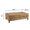 Table basse rectangulaire SANDY 140x85cm 4 tiroirs bois Pin recyclé