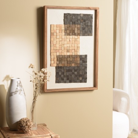 SANDY Wall Decoration No. 1 42x62cm Beige/Black Mosaic Recycled Pine
