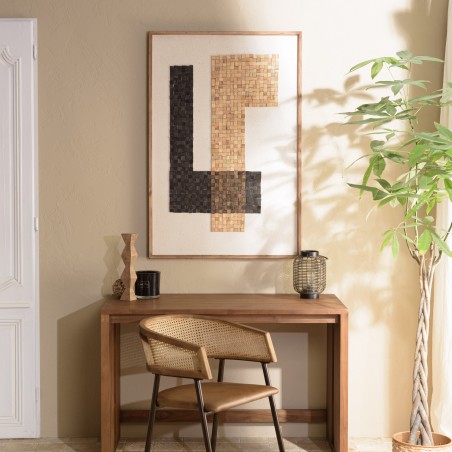 Décoration murale SANDY 82x122cm mosaïque beige/noire en Pin recyclé