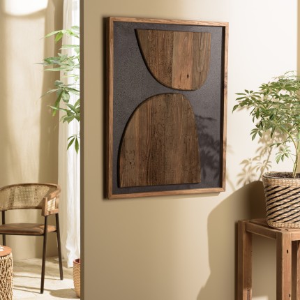 SANDY Wall Decoration 62x82cm - Recycled Pine Shapes on Black Background