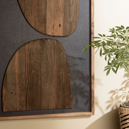 SANDY Wall Decoration 62x82cm - Recycled Pine Shapes on Black Background